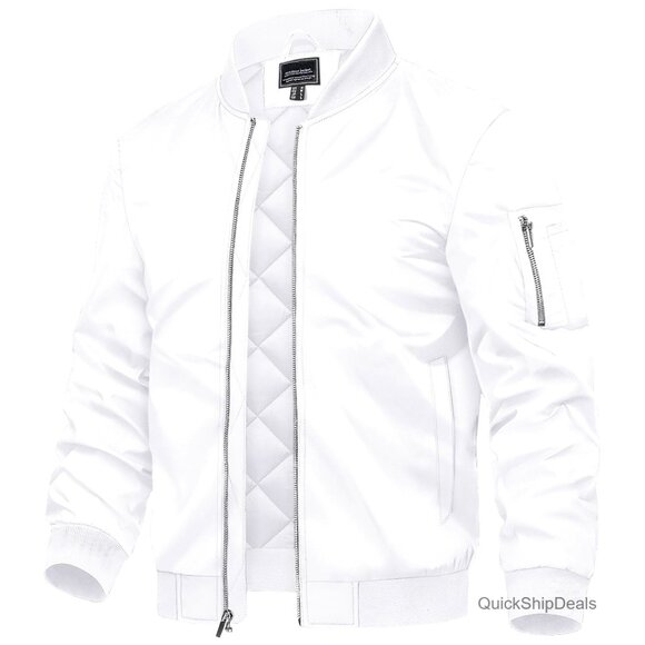 Men's Thermal Quilted Bomber Jacket Water Resistant Winter Coat
